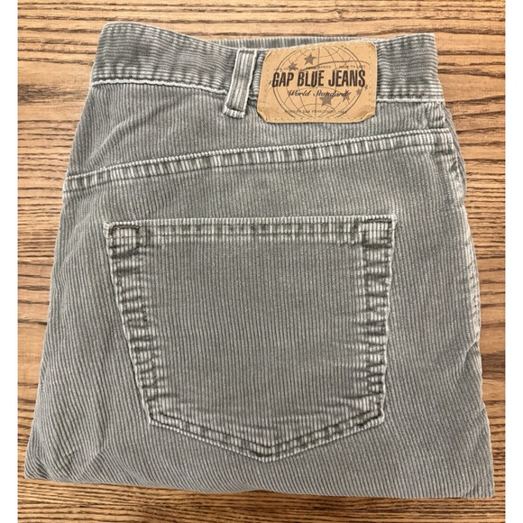 Vintage 90s Gap Men's 35x32 (35x34 Tag) Grey Corduroy Relaxed Fit Pants USA Made - Picture 3 of 7